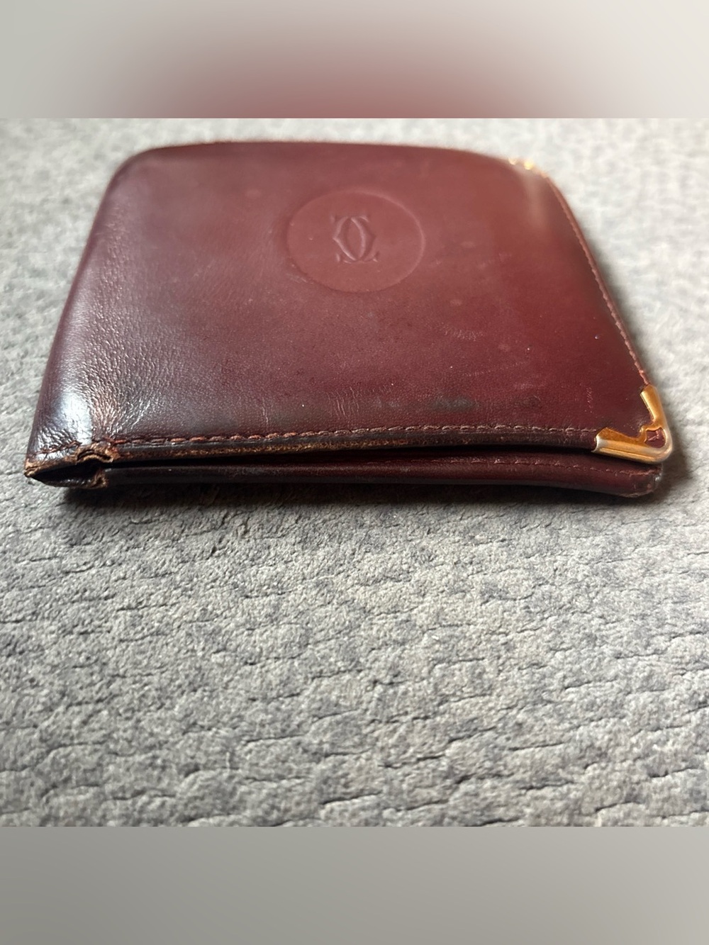 Cartier Burgundy Bifold w/ Coin Pouch Bill Compartment Card Holder Authentic - Picture 10 of 11